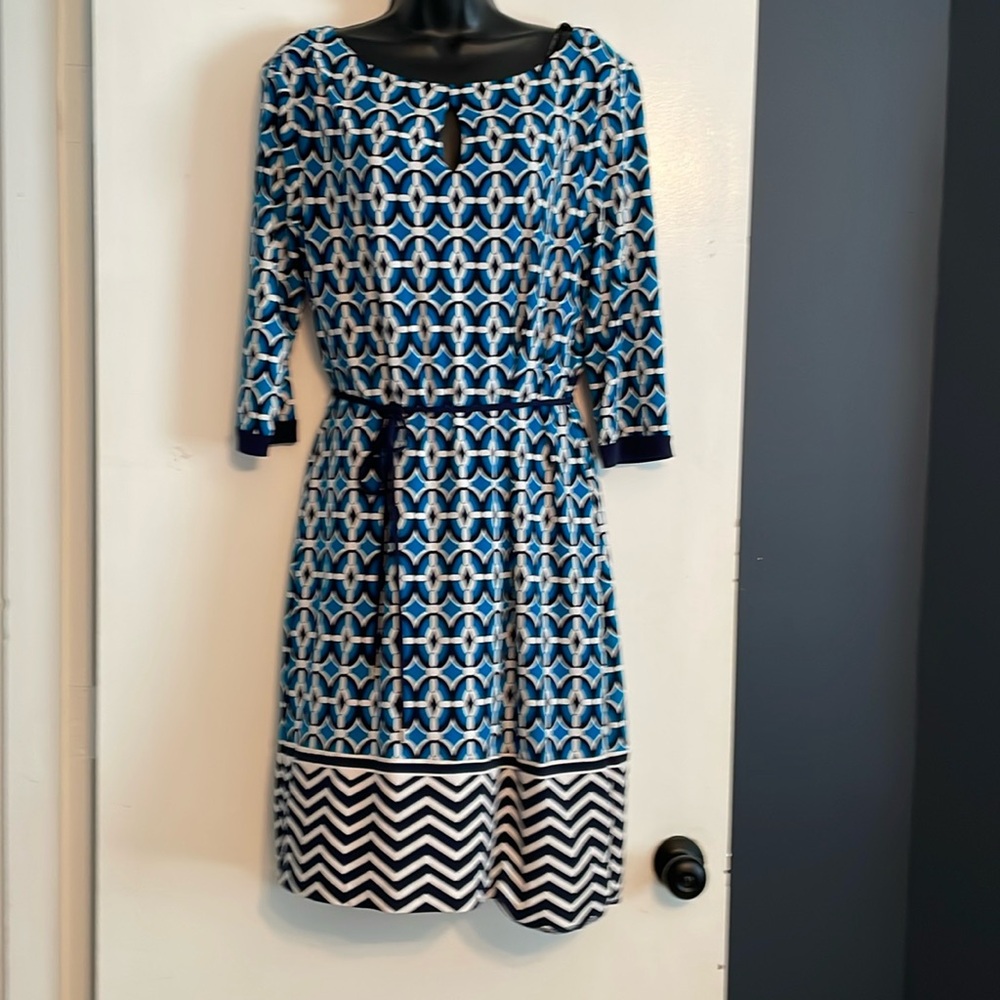 Liz Claiborne midi dress blue/white/navy
